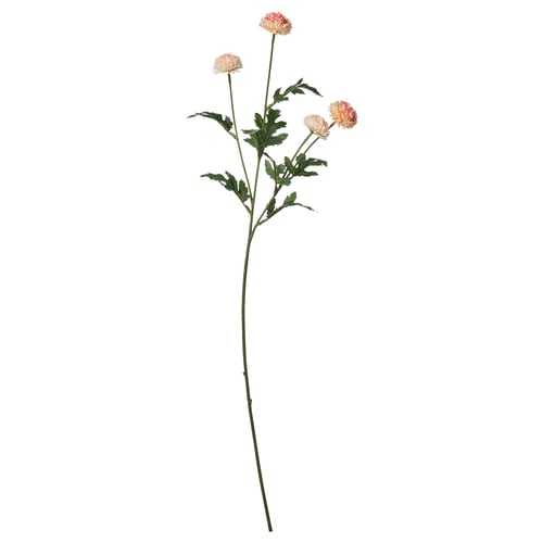 SMYCKA artificial flower stem with pink blooms, green leaves, flexible steel-reinforced stem.