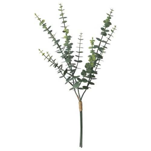 SMYCKA bouquet of green eucalyptus leaves, made with recycled plastic, natural realistic design.