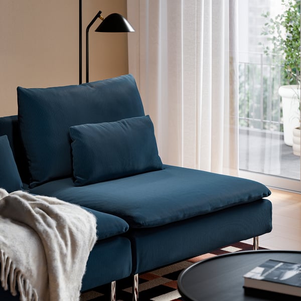 SÖDERHAMN 3-seat sofa, with open end/Kelinge dark blue