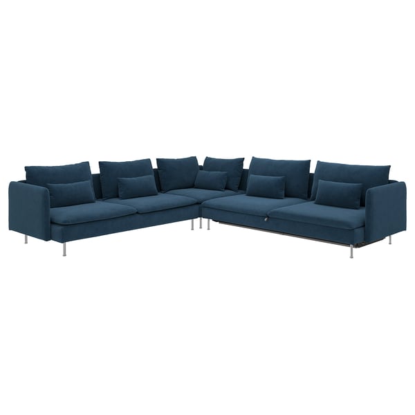 SÖDERHAMN Corner sofa-bed, 6-seat, Kelinge dark blue
