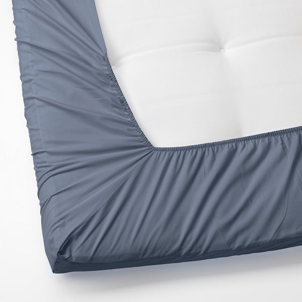 SÖMNTUTA Fitted sheet for mattress pad, blue-grey, 160x200 cm