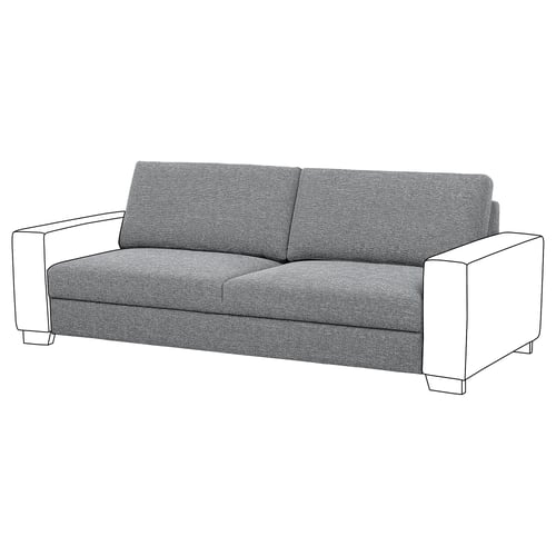 SÖRVALLEN grey sofa, modern design, soft fabric, rectangular shape, comfy cushions.