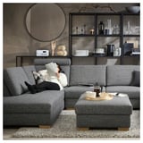 SÖRVALLEN Corner sofa, 3-seat, with open end, left/Lejde grey/black