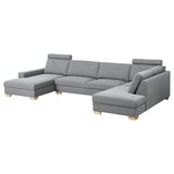 SÖRVALLEN Corner sofa, 5-seat, with chaise longue, left/Lejde grey/black