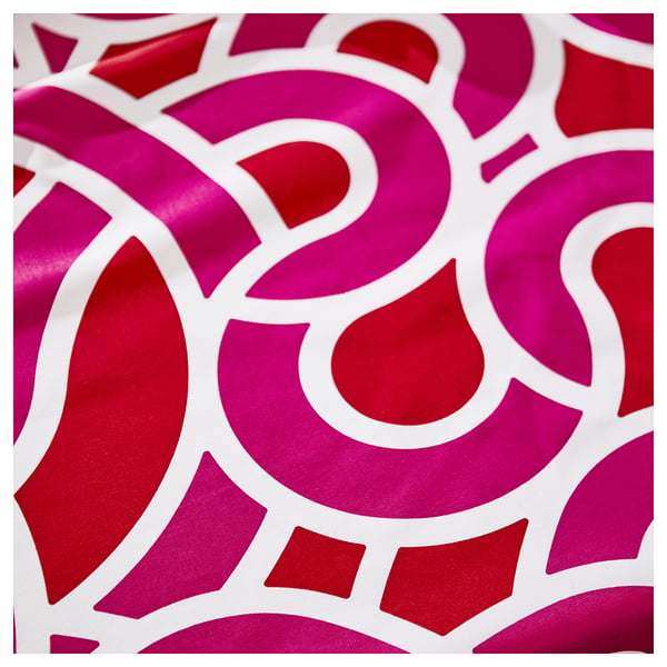 SÖTRÖNN Tablecloth, patterned white/bright red bright pink, 145x240 cm