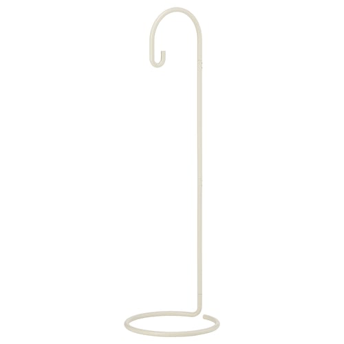 A SOLVINDEN solar lamp in beige with a curved hook. Its sleek, modern with a minimalist design, made of powder-coated steel.