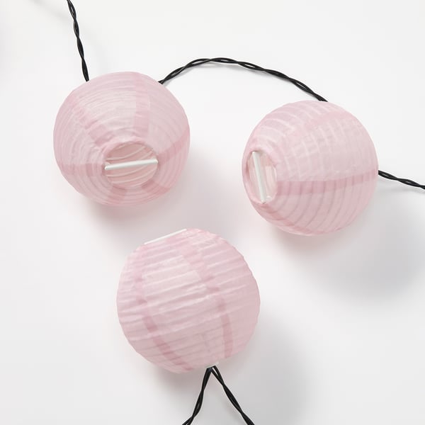 SOLVINDEN LED lighting chain with 12 lights, battery-operated pink