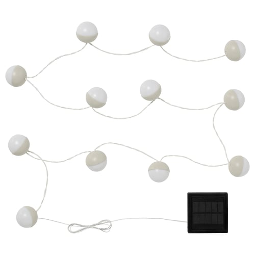 String lights with 9 led bulbs and black solar panel. Decorative ambience light. Energy-saving.