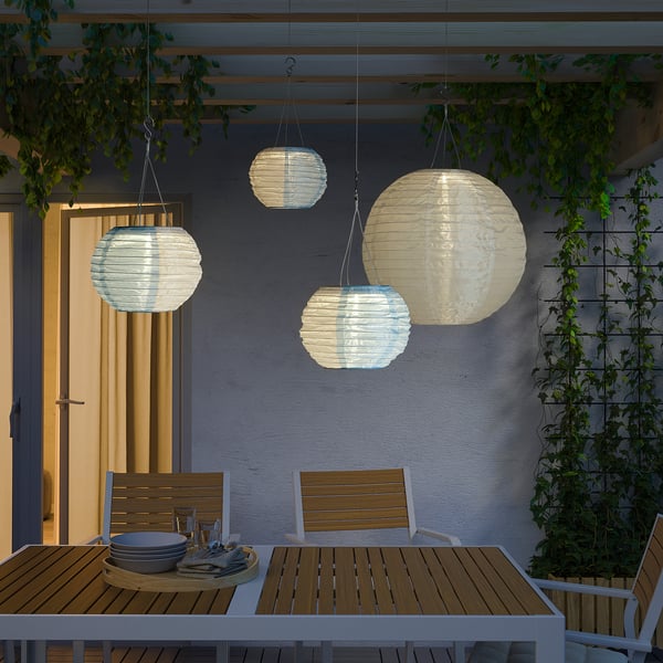 Solvinden مصباح معلق طاقة شمسية Led أبيض أزرق خارجي كروي Ikea