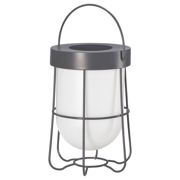 SOLVINDEN Table lamp, solar-powered/grey, 18 cm