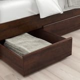 SONGESAND Bed frame with 2 storage boxes, brown, 140x200 cm