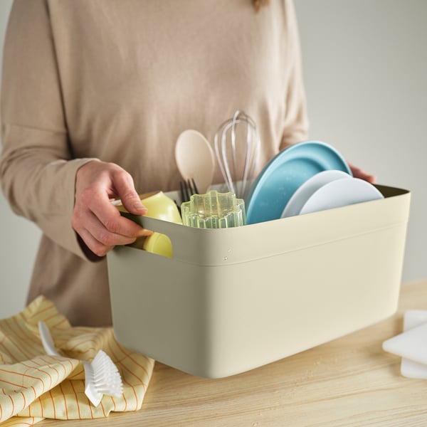 SPJUTLILJA Dish drainer, light grey-beige