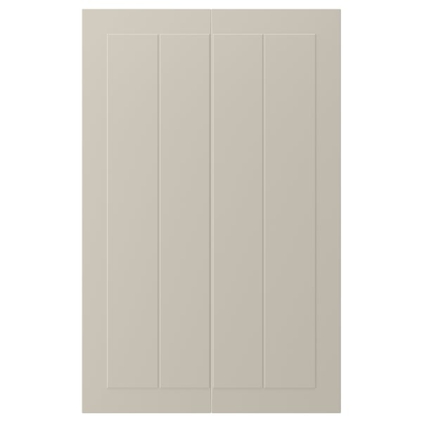 STENSUND 2-p door f corner base cabinet set, beige, 25x80 cm