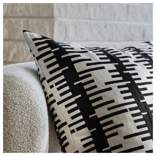 STOCKHOLM 2025 Cushion cover, off-white/black, 50x50 cm