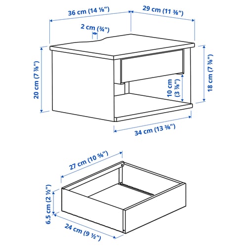 Illustration with measurements for the product: STOMSÖ.