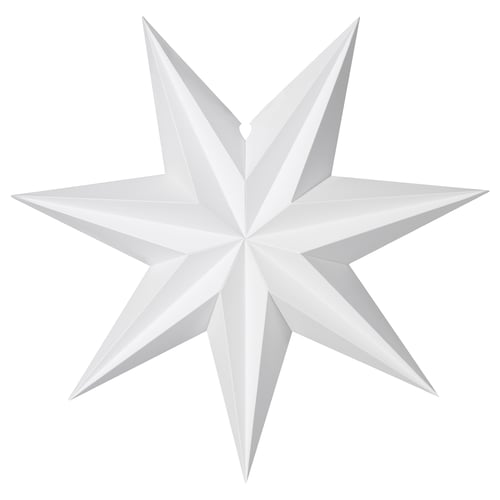 STRÅLA white star-shaped lamp shade, 3d, paperboard & plastic, winter decoration.