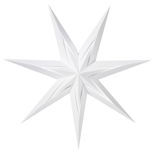 STRÅLA - white star lamp, layered paper design, traditional scandinavian style, warm glowing, decorative lighting.