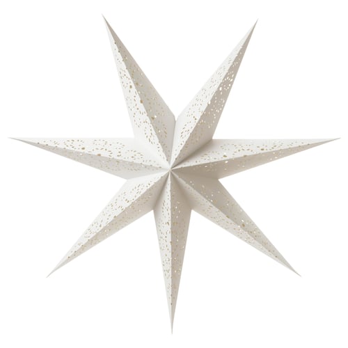 STRÅLA white star-shaped paper lamp, intricate cutouts.