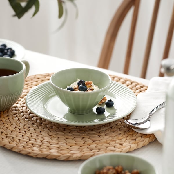 STRIMMIG Bowl, stoneware pale grey-green, 11 cm