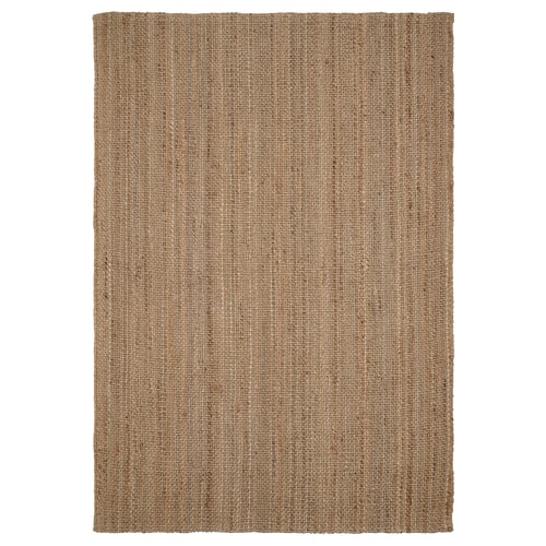 Natural jute rug, beige, textured.