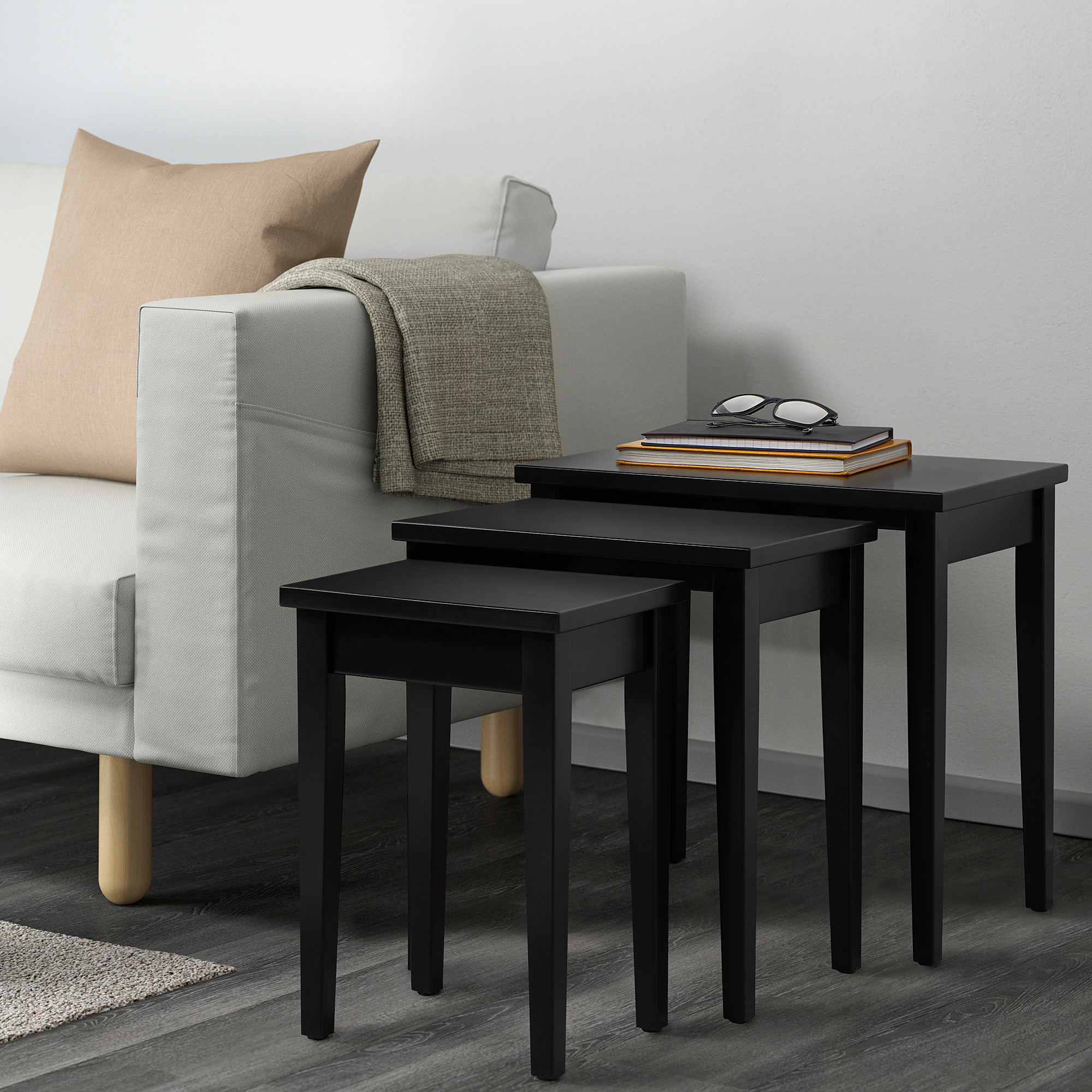 SUNDSTA Nest of tables, set of 3, blackbrown IKEA