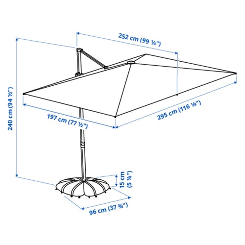 Illustration with measurements for the product: SVALÖN.