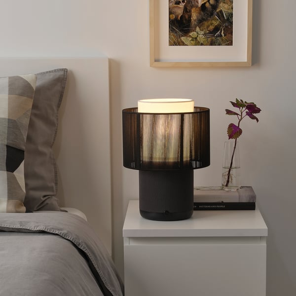 SYMFONISK Speaker lamp base with WiFi, black/smart