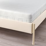 TÄLLÅSEN Upholstered bed frame with mattress, Kulsta light beige/Åkrehamn medium firm, 140x200 cm