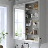 TÄNNFORSEN Mirror cabinet with doors, light grey, 100x15x95 cm