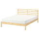 TARVA bed, wooden light finish, simple design, pine, rectangular shape, flat headboard.