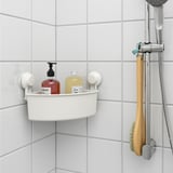 TISKEN Corner shelf unit with suction cup, white