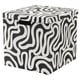 A TJENA box with a black and white swirling pattern. Its square-shaped, made of recycled paperboard, and perfect for storage and organisation.