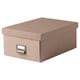Option: TJOG Storage box with lid, dark beige, 25x36x15 cm