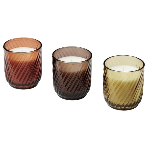 TÖRNFÅGEL Scented candle in glass, Vanilla mixed colours, 20 hr