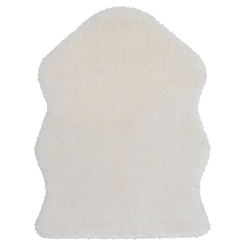 TOFTLUND white faux fur rug, soft, rectangular, machine washable.