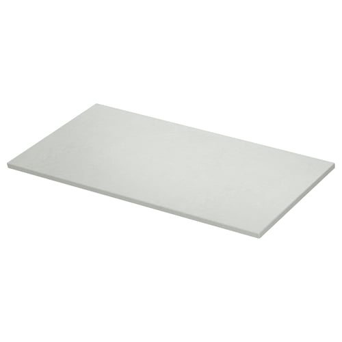 A TOLKEN light grey countertop with a stone effect finish, made of melamine foil on fibreboard. It has a rectangular shape and sleek, modern design.