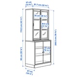 TONSTAD Storage comb w sliding glass doors, brown stained oak veneer/clear glass, 82x47x201 cm
