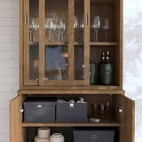 TONSTAD Storage comb w sliding glass doors, brown stained oak veneer/clear glass, 82x47x201 cm