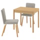 TONSTAD / TONSTAD Table and 2 chairs, oak veneer/Viarp beige/brown oak effect, 80/120x70 cm