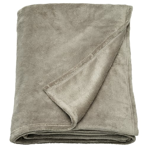 Grey recycled fleece blanket, folded neatly.