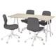 Option: TROTTEN / LÅNGFJÄLL Conference table and chairs, beige white/dark grey, 160x80 cm