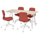 Option: TROTTEN / LÅNGFJÄLL Conference table and chairs, beige white/red-orange, 160x80 cm