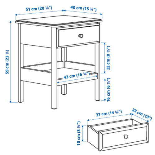 Illustration with measurements for the product: TYSSEDAL.