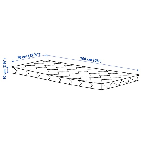 UNDERLIG Foam mattress for junior bed, white, 70x160 cm