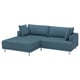 UPPÅKRA 3-seat modular sofa, with chaise longue, left/Axvall dark grey-blue