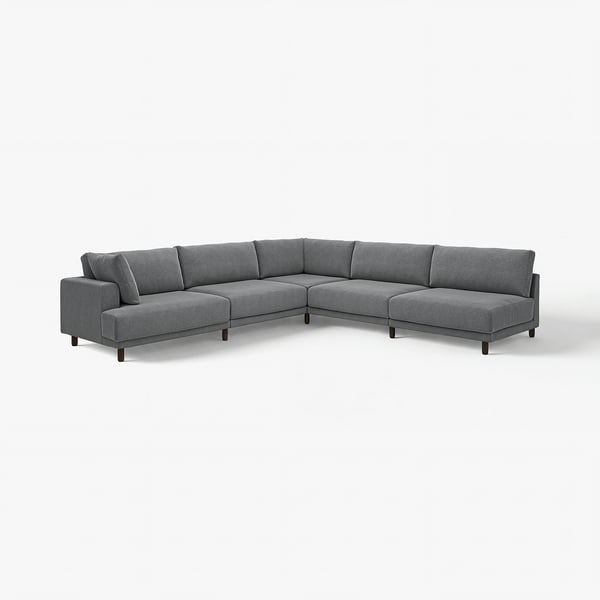 A modern grey l-shaped UPPÅKRA sofa with sleek design and plush cushions, ideal for comfortable family seating.