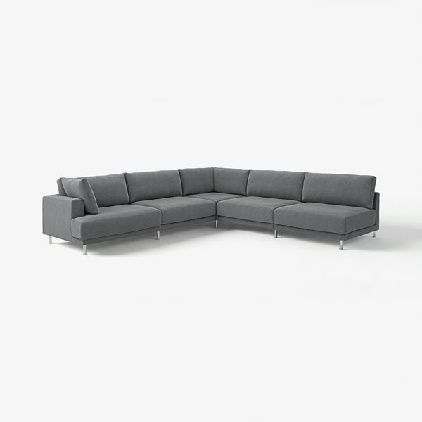 UPPÅKRA grey sectional sofa. Modern design, sink-in comfort. President arms, l-shaped, grey fabric.