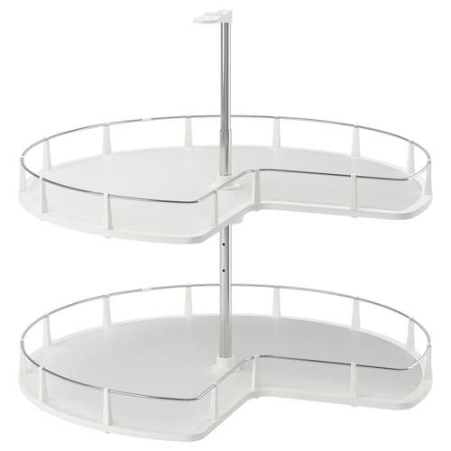 UTRUSTA: two-tier rotating storage shelves, white, plastic & metal, circular design.
