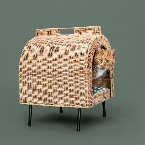 UTSÅDD Cat house on legs, rattan