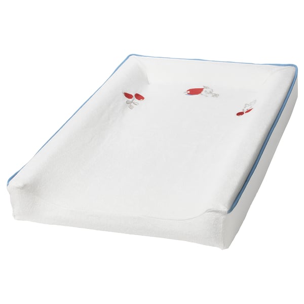 VÄDRA Cover for babycare mat, rabbit pattern/white, 48x74 cm